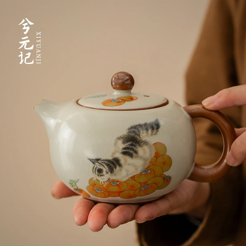 兮元记米黄汝窑西施壶陶瓷茶壶高档家用泡茶壶2025新款功夫茶具