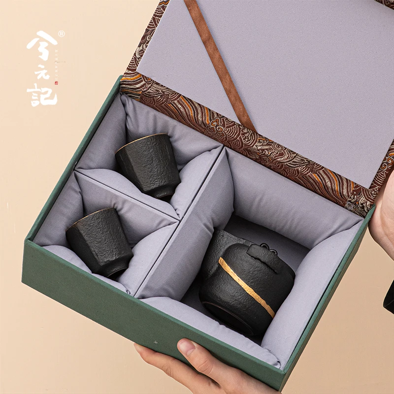 兮元记黑金手抓壶盖碗茶杯功夫茶具礼盒送朋友生日节日礼物伴手礼