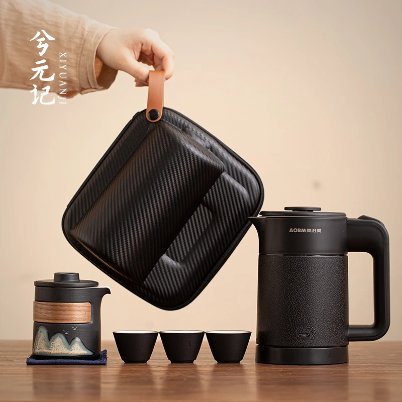 兮元记烧水壶旅行茶具套装户外便携式陶瓷快客杯个人专用一壶三杯