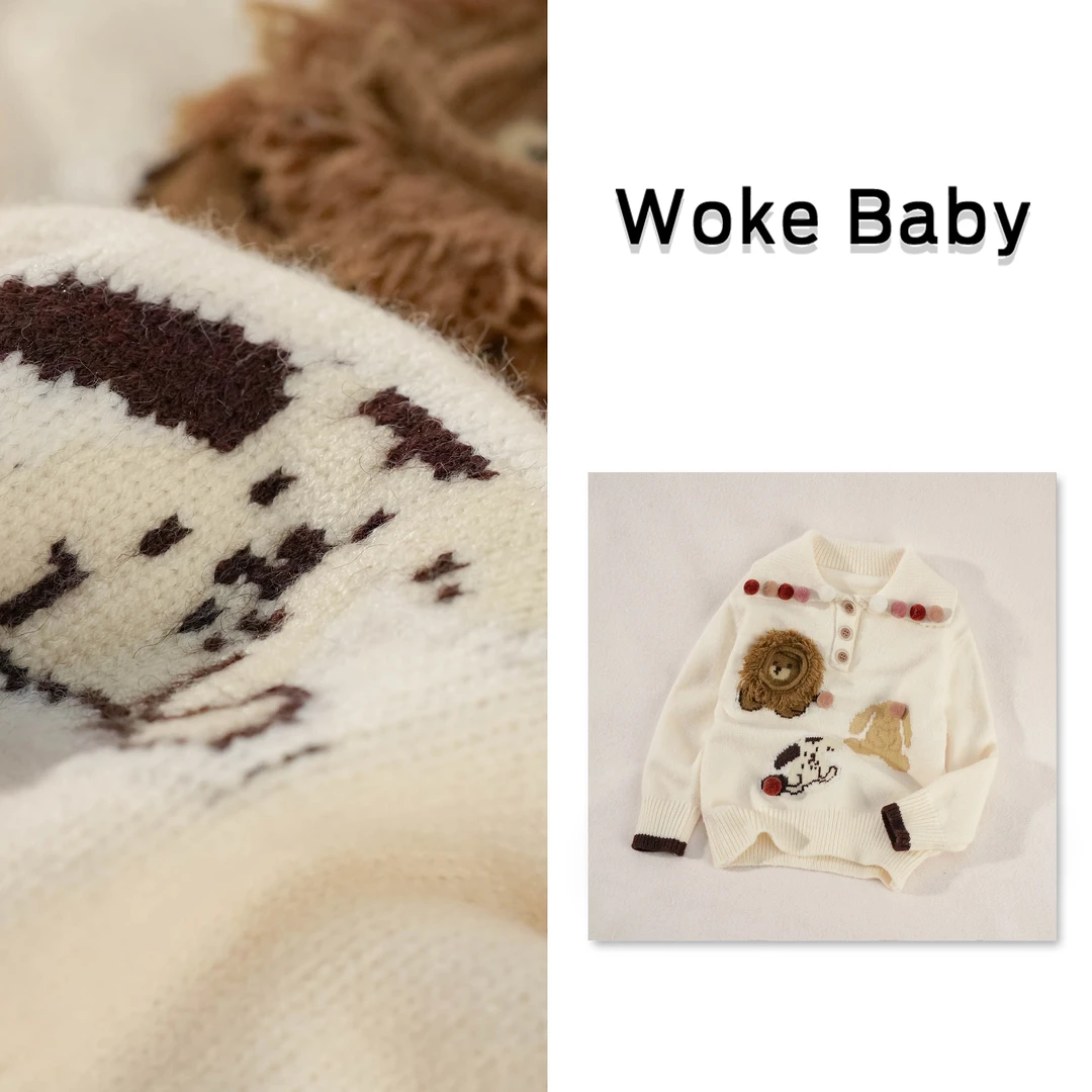 女童秋冬季新款上衣复古外套儿童毛衣V10239