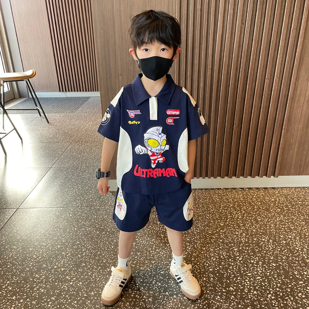 奥特曼套装儿童洋气夏季休闲帅气男童韩版衣服夏款宝宝薄款机车服