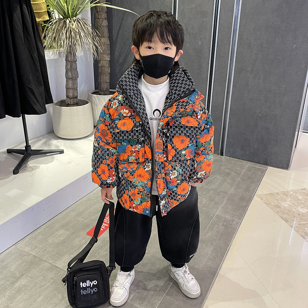 儿童冬季保暖羽绒服洋气连帽加厚男童韩版时髦冬装外套衣服