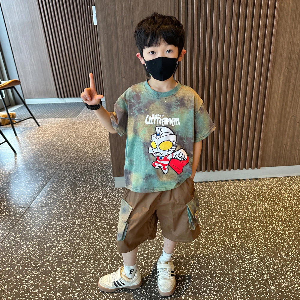 奥特曼衣服男童夏季短袖套装2024新款洋气时髦儿童夏装帅气休闲潮