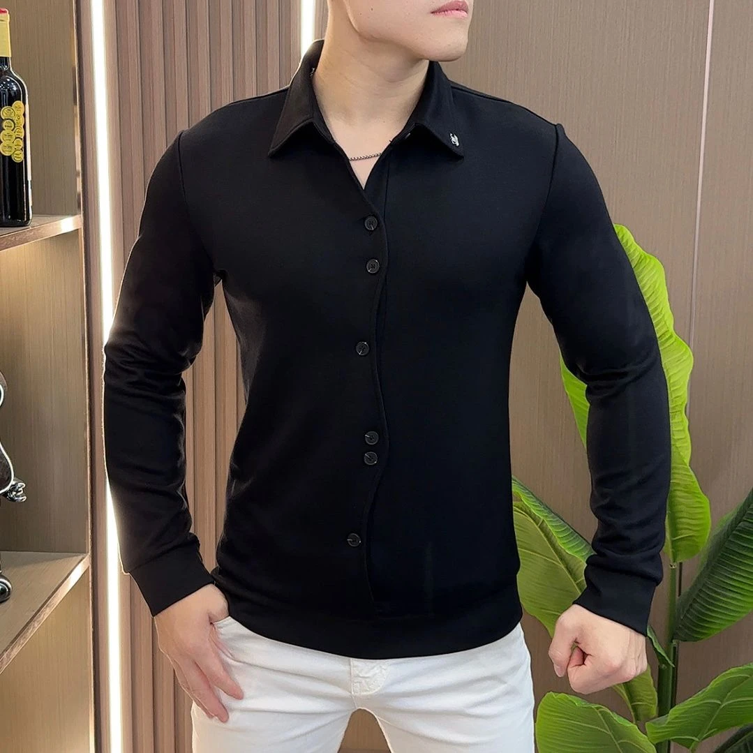 轻奢秋季高品质衬衫2024新款时尚潮流男士休闲商务简约高级长袖帅