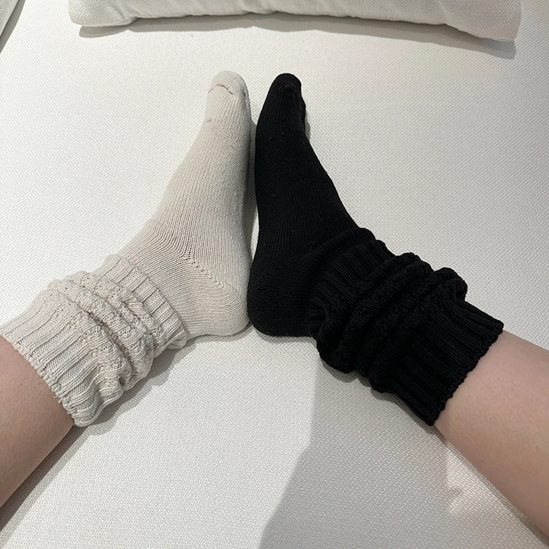 【针织袜】袁伶嫣同款质感高ji堆堆袜白色黑色两色盗版必究