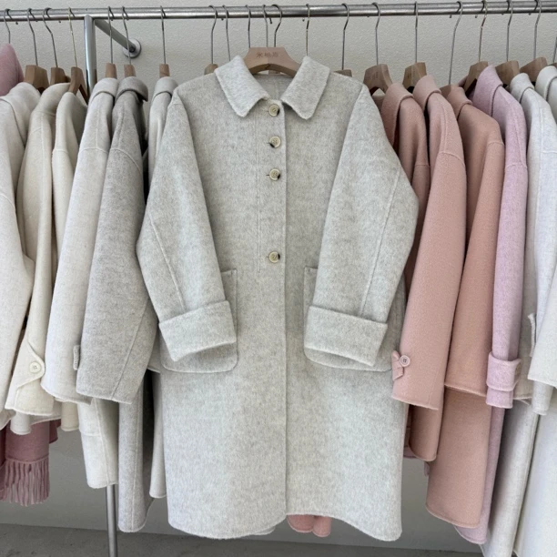 【半岛主义】双面呢时尚韩系手工羊毛大衣翻领大方中长款外套百搭