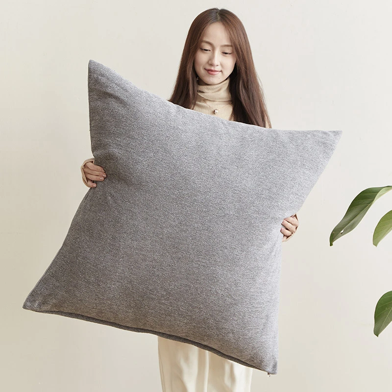 奶油风纯色大靠枕雪尼尔沙发客厅靠垫套床头靠背方形大尺寸抱枕套