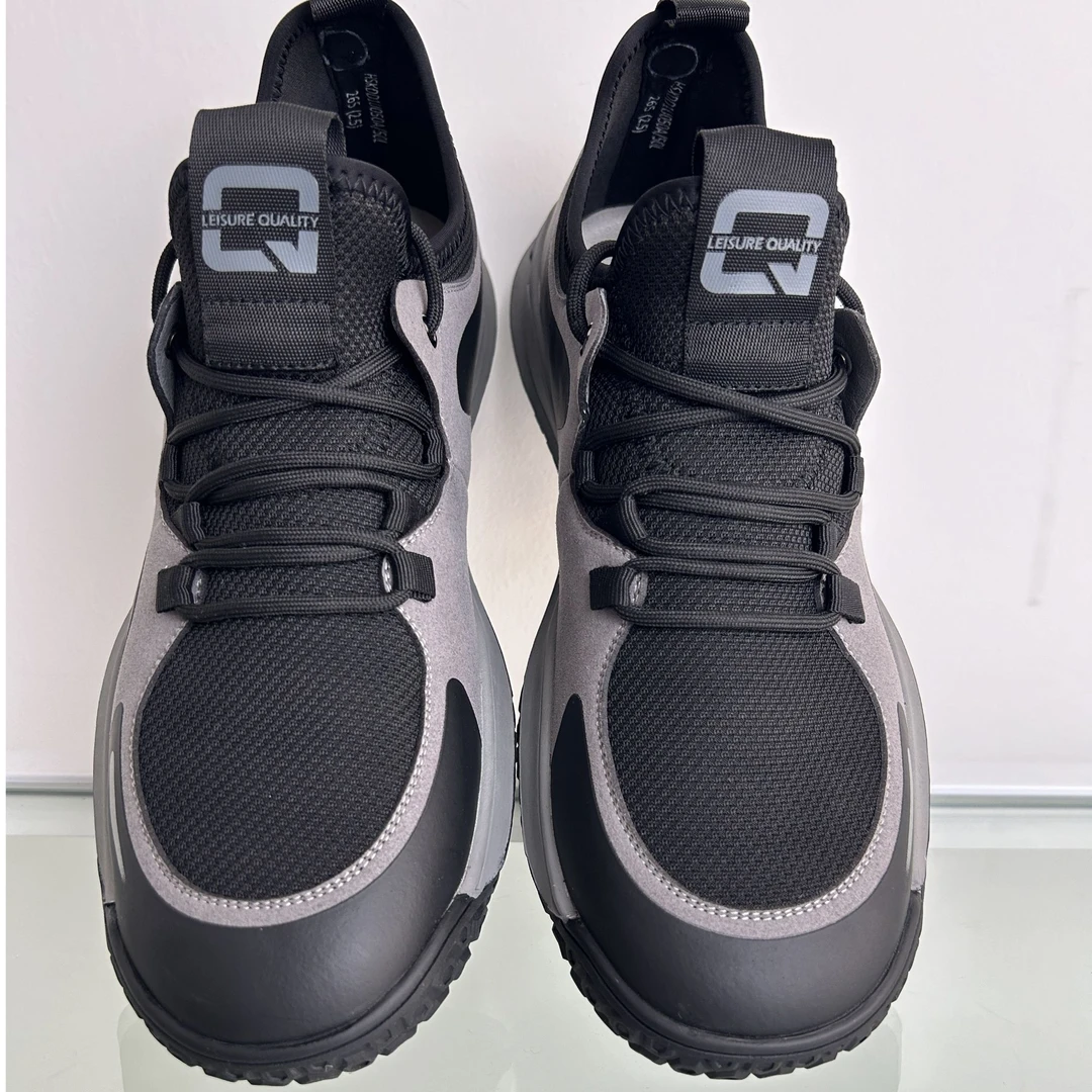 男士休闲透气运动鞋轻便舒适运动春秋黑色网面时尚1U050L潮鞋飞织