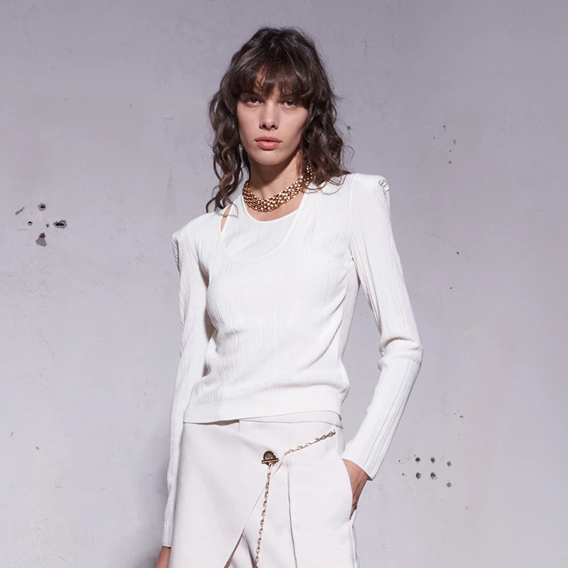 WGMX/玩个毛线22秋 假两件针织衫 打底 收腰 显瘦 原创设计师品牌