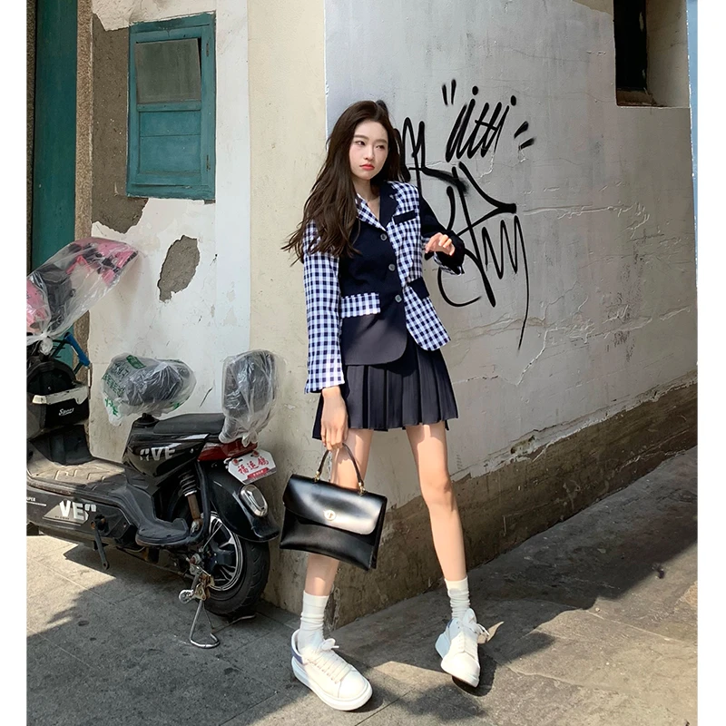 E  林子熙耶利哥少女 衬衫超薄西装套组外套半裙学院风