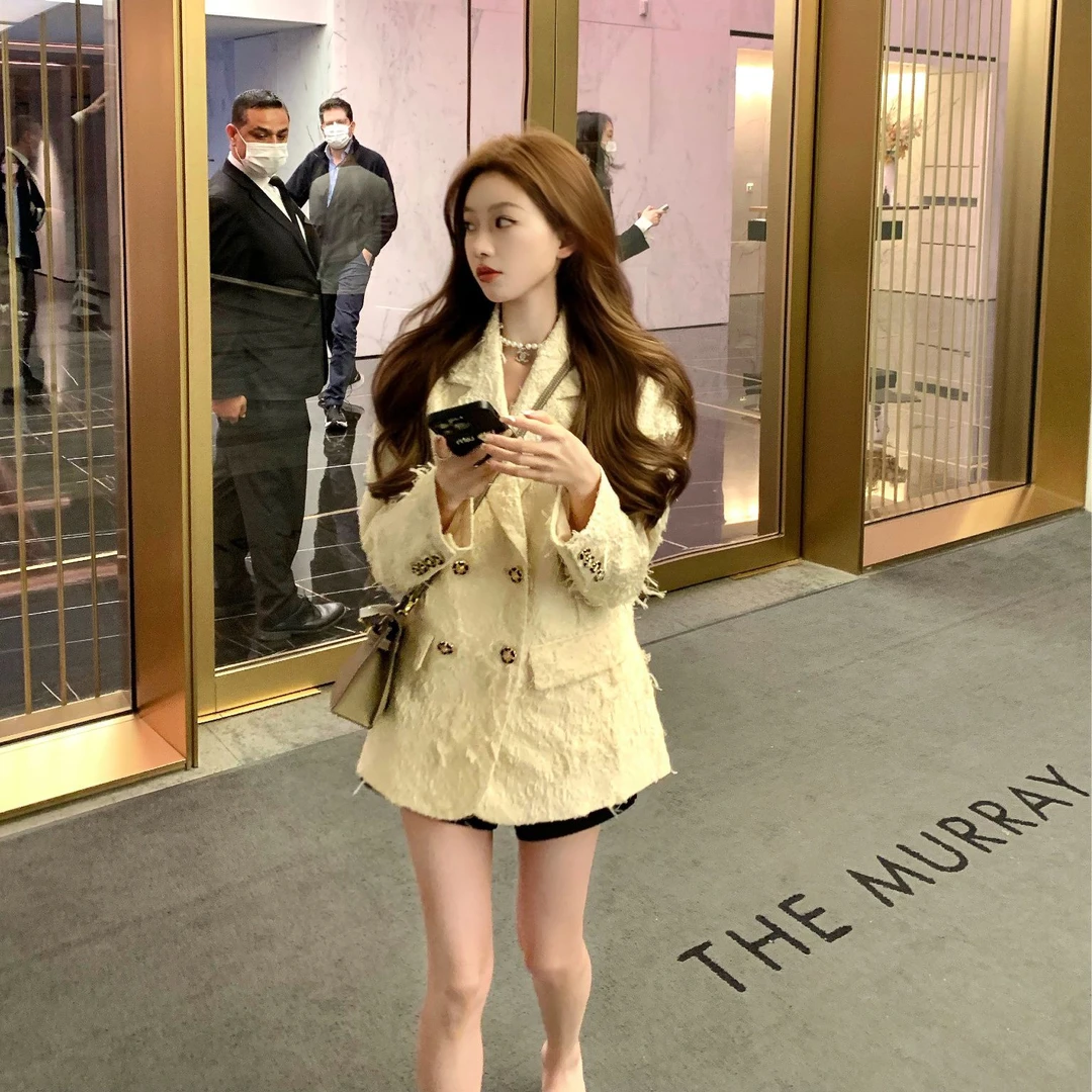 E 林子熙 香缇卡 气质羽毛小个子西装高级感贵气西装外套