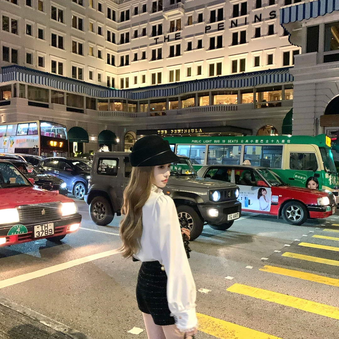 COOLLINE林子熙 爱物 小金扣秋冬百搭不易皱衬衫女气质小立领衬衣