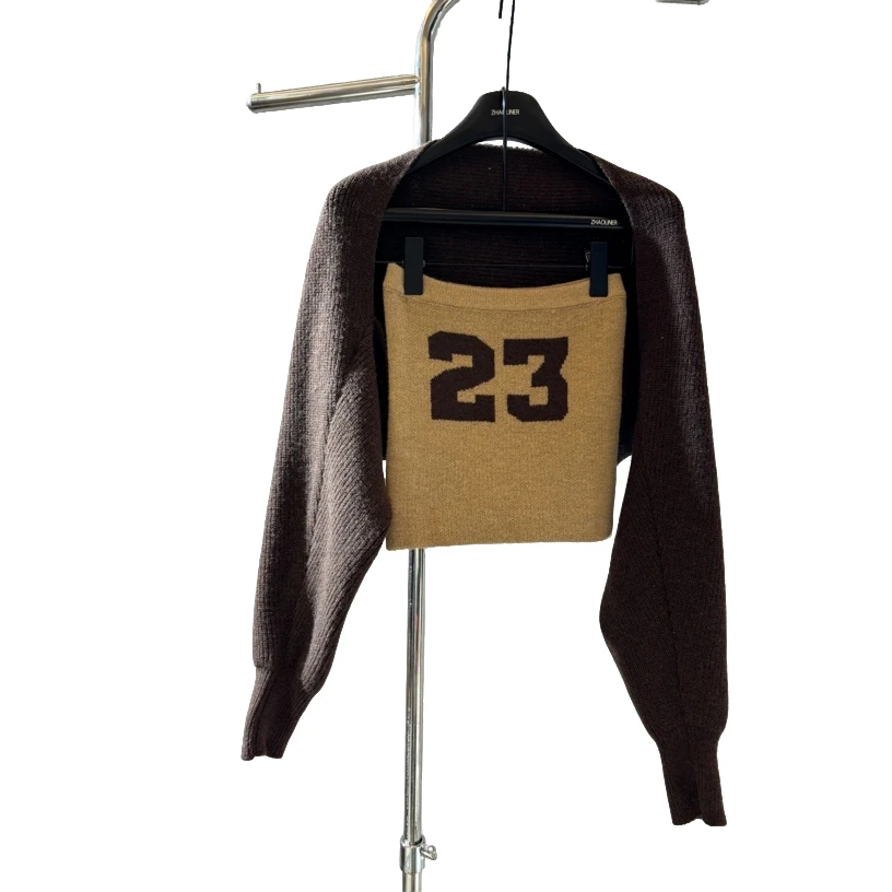 赵灵儿韩版气质纯色简约针织开衫背心两件套女秋冬新款