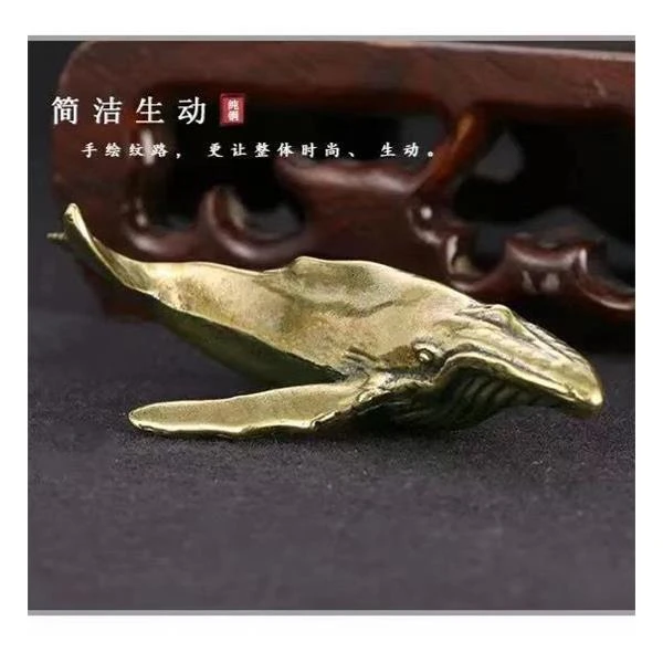 实心黄铜鲸鱼鳄鱼茶宠海龟螃蟹摆件章鱼工艺品鱼缸装饰小摆件铜器
