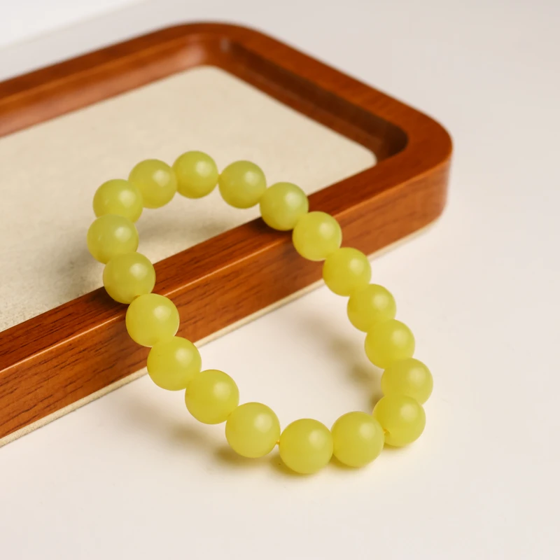 带国检证书纯天然黄口高端收藏精品岫玉石手串卡10男女通用