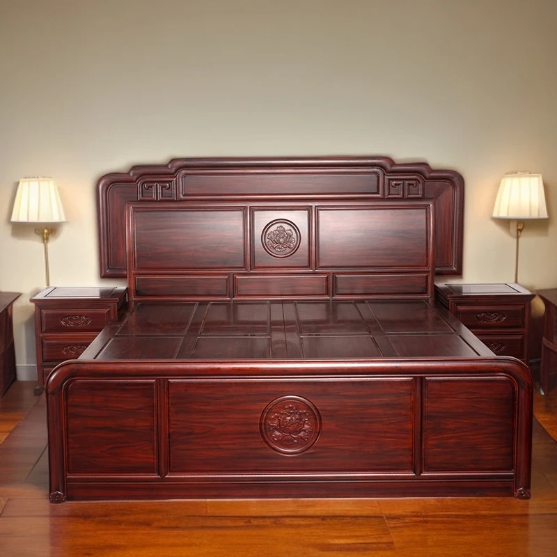 南美酸枝家用主卧简约储物国色天香箱体双人大床1.5米双人床