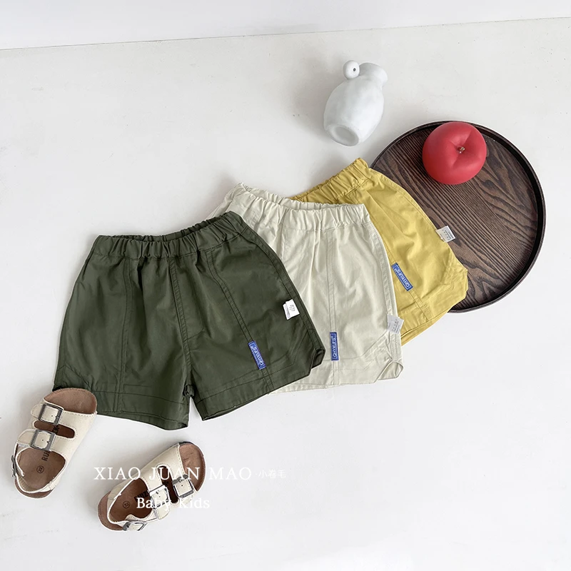 T24X102 韩版纯色短裤女童男童休闲宝宝夏季洋气薄款小童外穿百搭