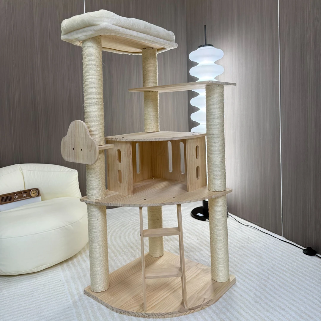 倍它瑞实木猫爬架猫窝猫树一体四季通用不占地加厚可拆舒适宽敞