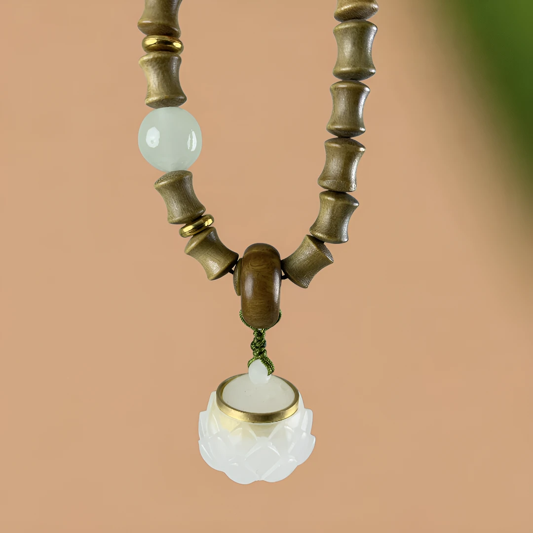 【夜光莲花绿檀木竹节手串 】木质手串夜光款文玩手串     节节高升