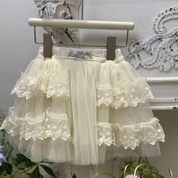 桔寄橘寄juji•橘寄海蓝玫瑰网纱半裙8253