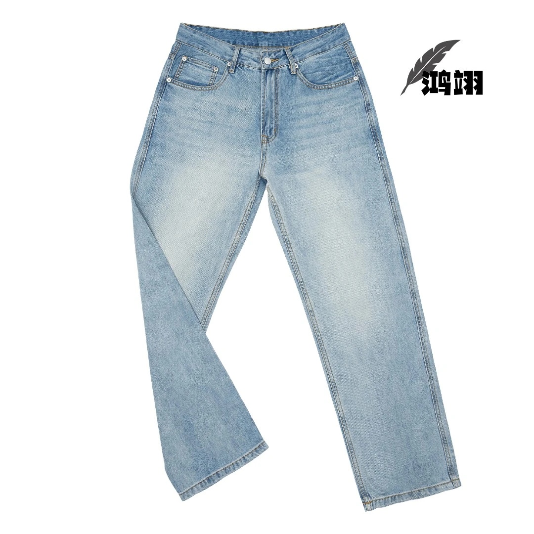 【鸿翊S5272】男牛仔裤子潮流牛仔裤夏季宽松直筒棉与莱赛尔6:4