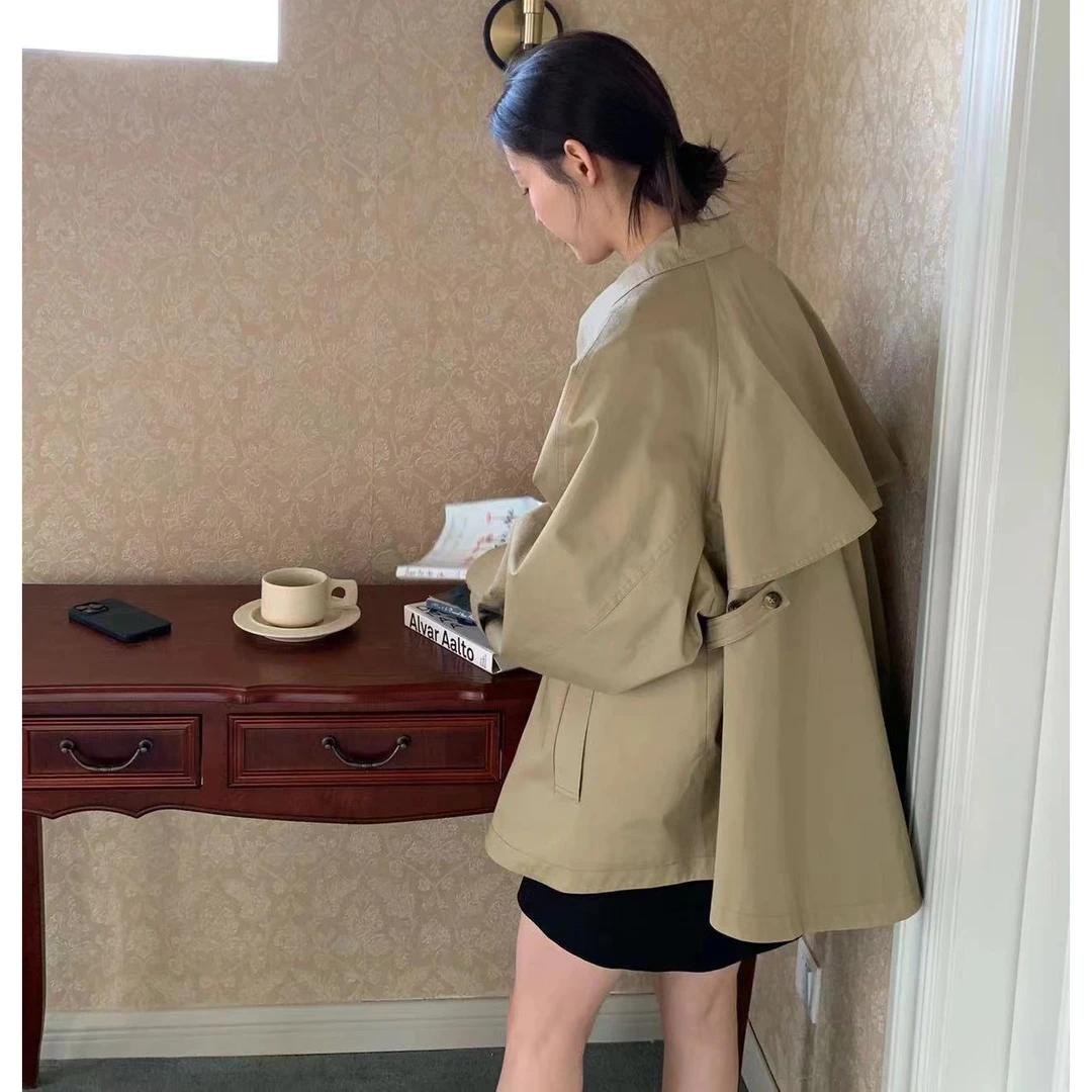 毛衣姐姐韩版立领休闲廓形斗篷式风衣外套女5132-880545