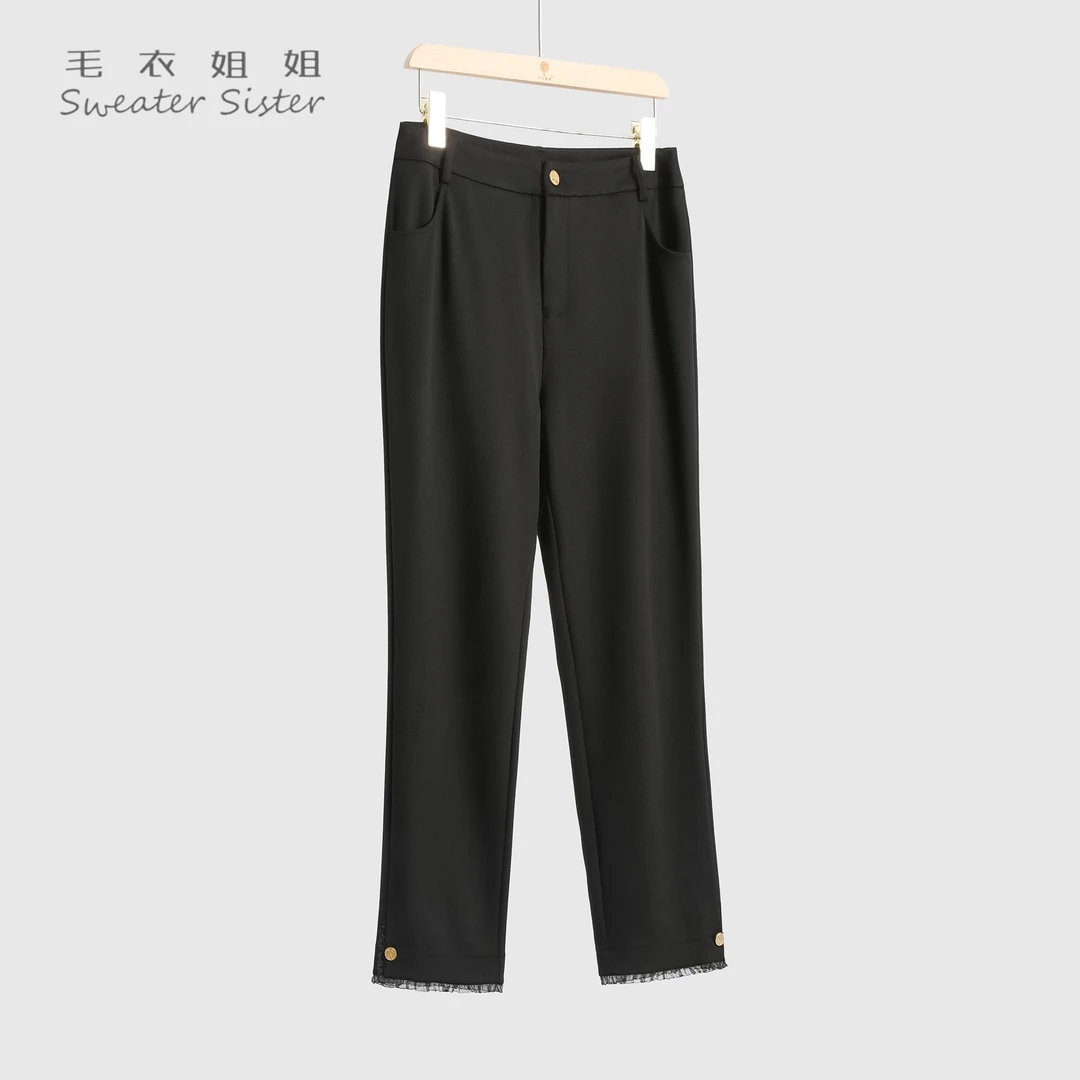 毛衣姐姐气质设计感百搭垂感直筒西裤女显瘦休闲裤018-76