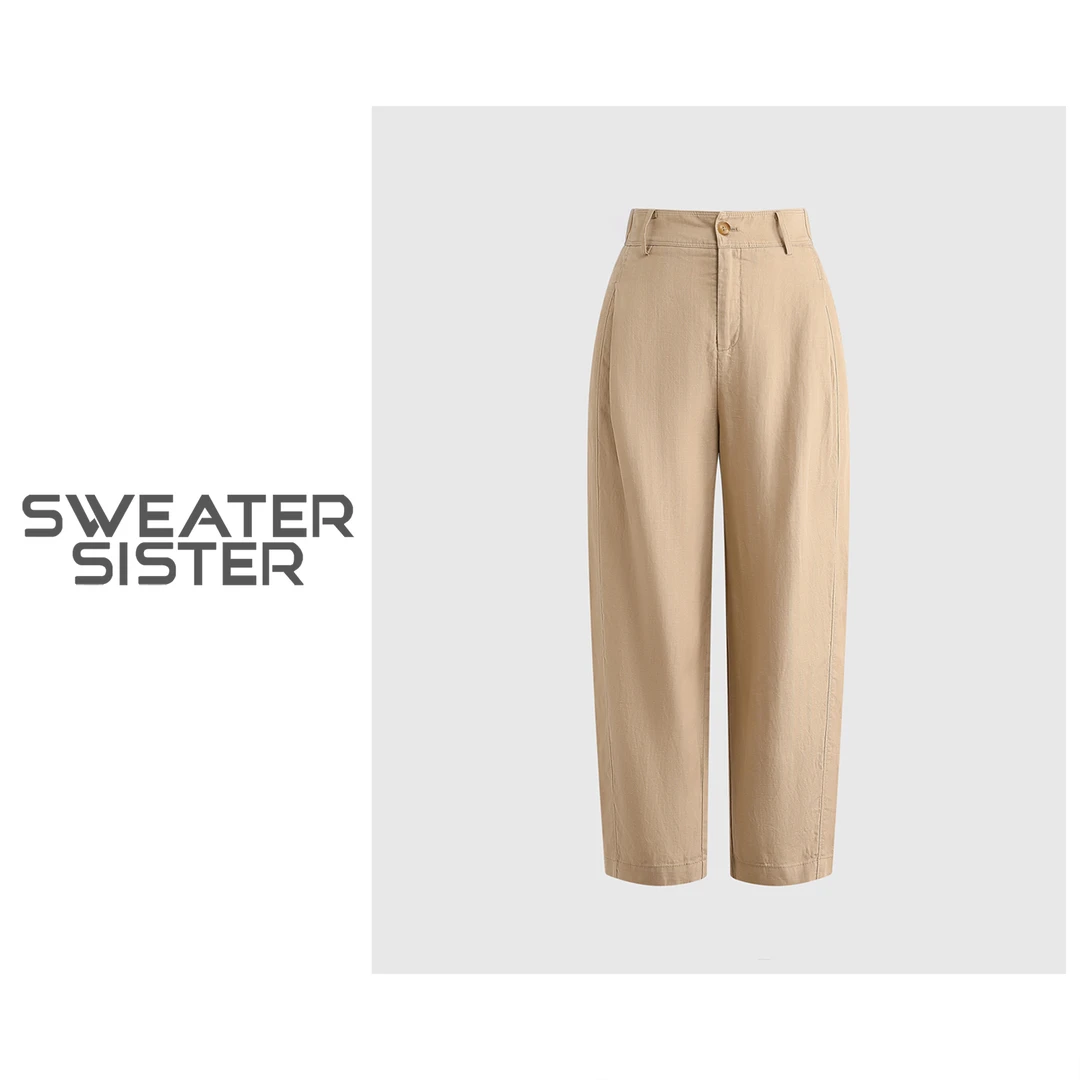 200-24743时尚百搭显瘦弯刀裤休闲裤女