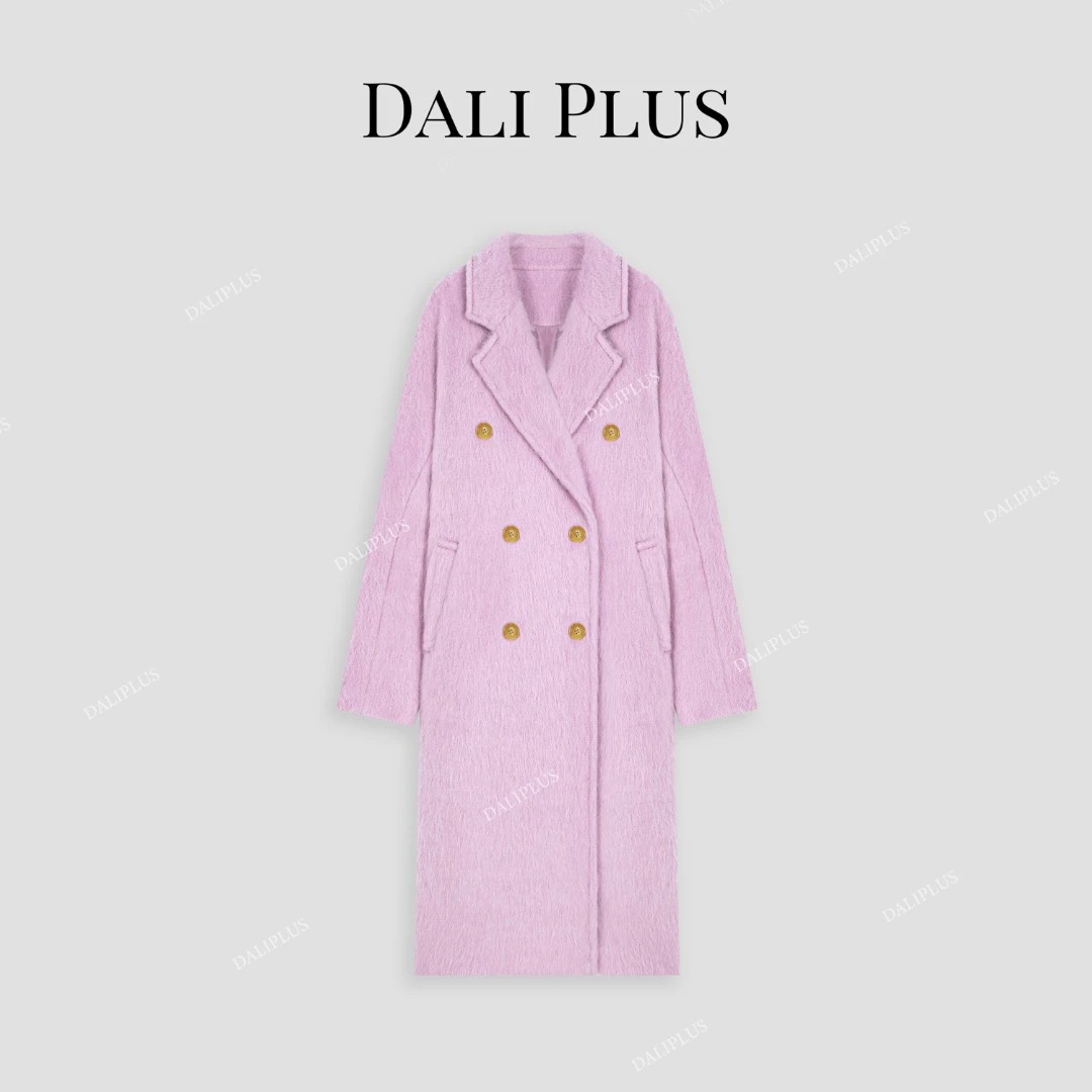 DALI PLUS【苏力羊驼马海毛】优雅高级粉色单面呢大衣-D4SZ0136