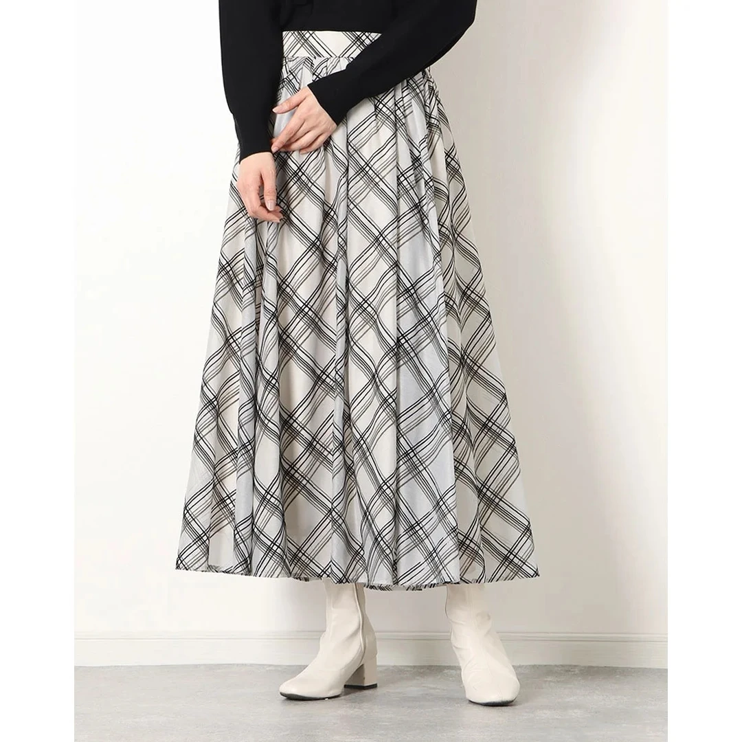 【Yorozuya】 秋季新款 J 时尚气质优雅百搭菱形格纹半身裙