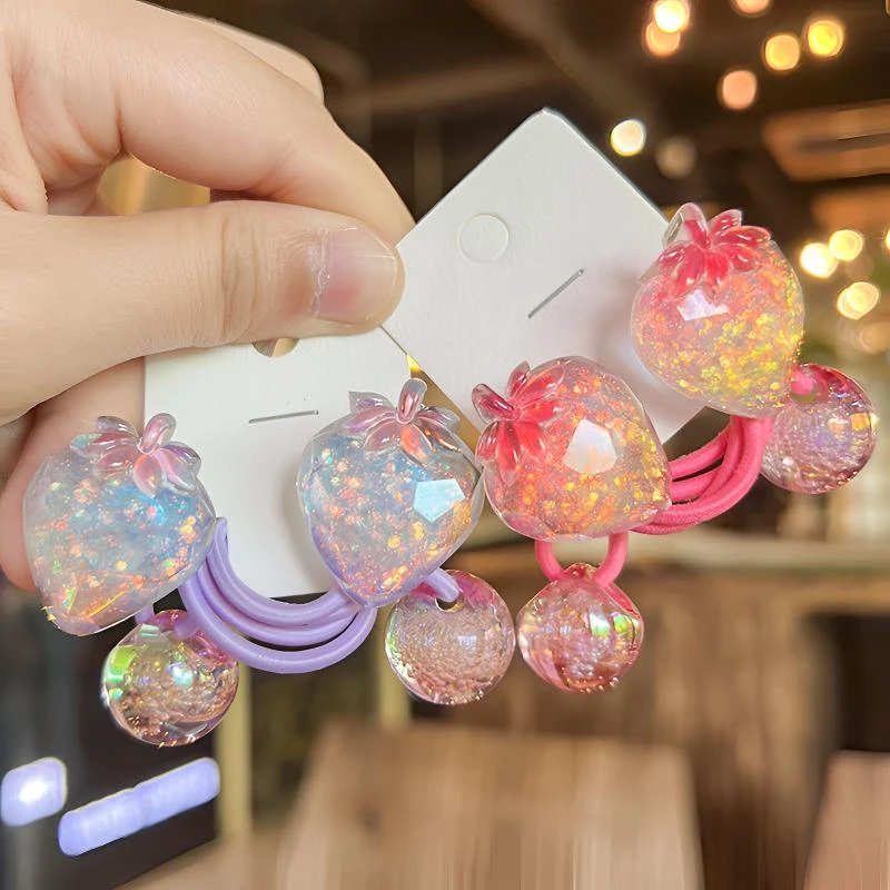 草莓发绳韩版渐变儿童卡通皮筋发饰气泡珠绕绕女生头绳辫子发饰