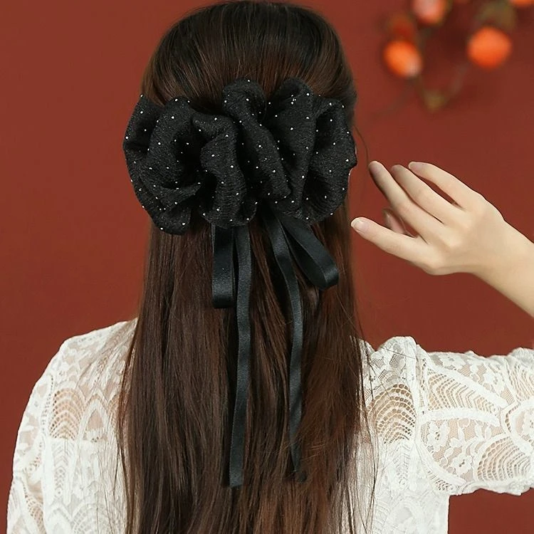 ins超仙头饰云朵泡泡蝴蝶结飘带弹簧夹女后脑勺半扎一字夹发饰品