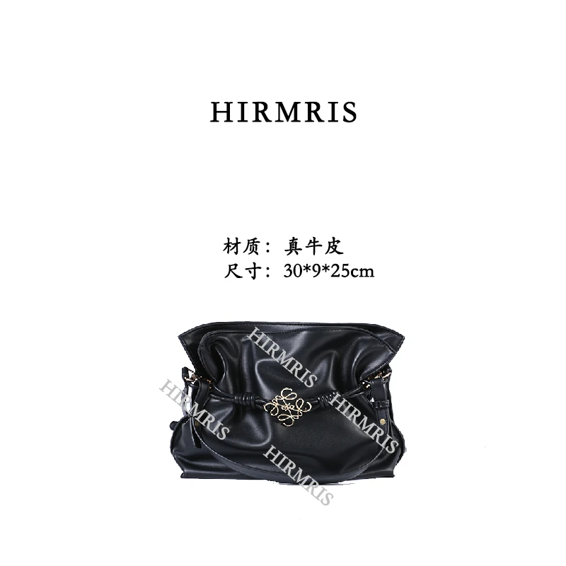 HIRMRIS手工真皮包LD562  花扣福袋洛黑