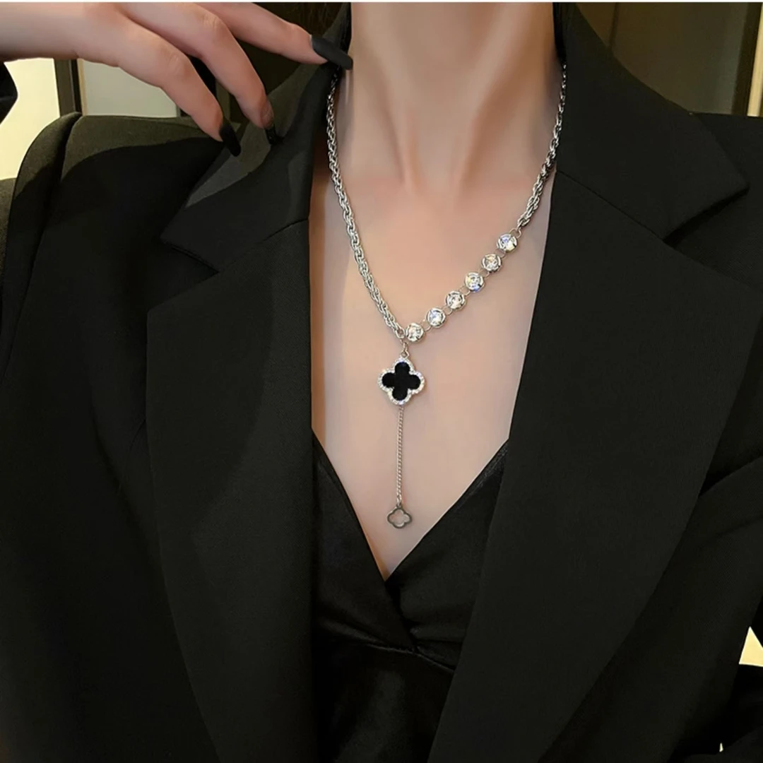 钛钢合成锆石项链 秋冬高级感长款简约气质百搭项链