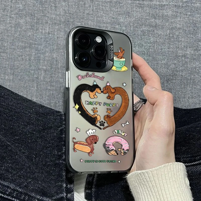 甜甜圈腊肠狗适用苹果15promax手机壳iphone14全包13保护套12/11