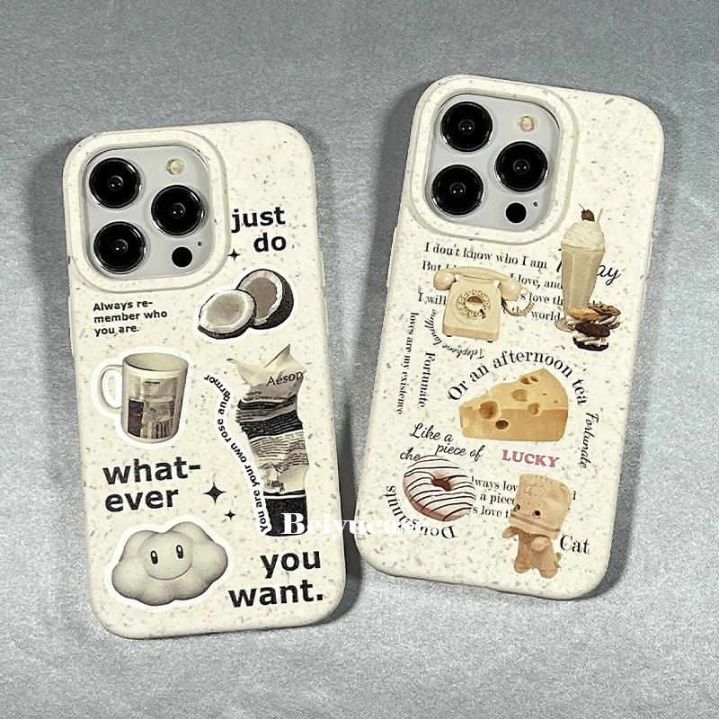 复古芝士咖啡适用苹果14promax手机壳iphone13软12/11女xs/xr/78p