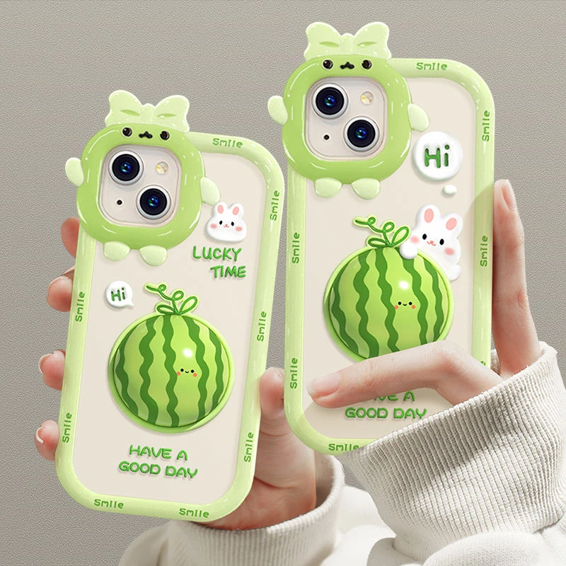 小怪兽西瓜白兔可爱网红手机壳iphone15promax苹果13/14透明12/11