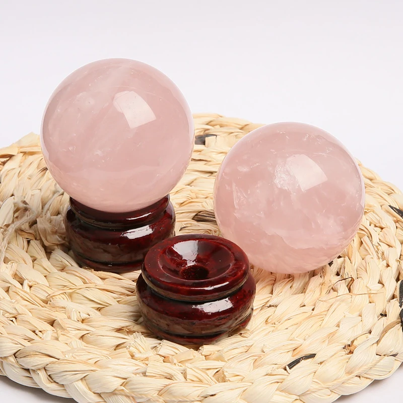 【心缘88】居家摆件高档4-9cm手工精美粉色石英球形装饰品