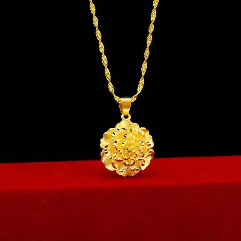 【阿欣专属】牡丹花开镀金项链女款妈妈首饰森系女士项坠精