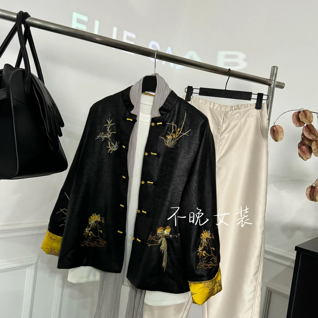 设计师款【龟裂纹】春秋款外套百搭休闲百搭缎面中国风中式重工