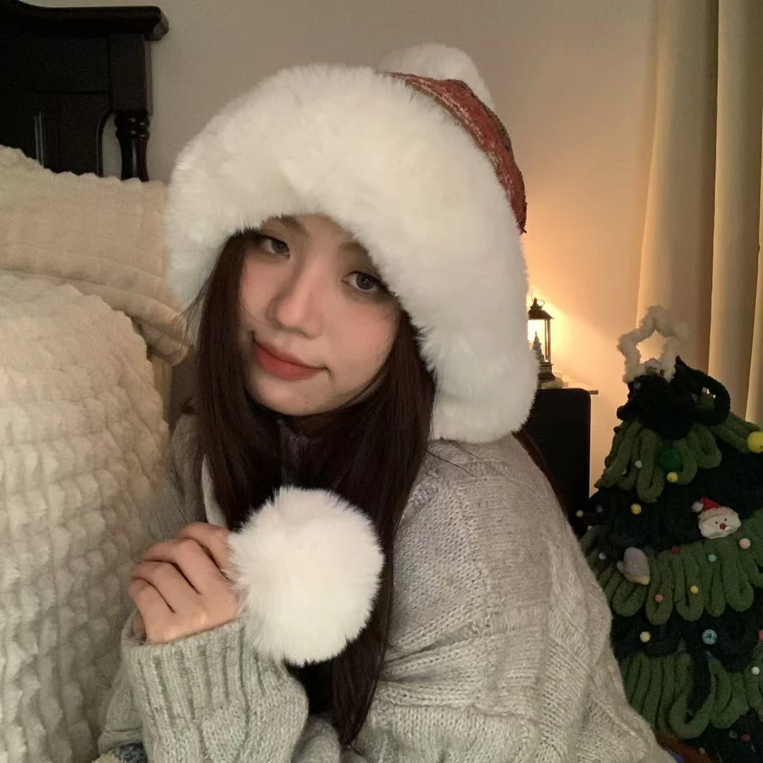 262 大头63cm可戴冬天保暖针织双层毛球防风帽