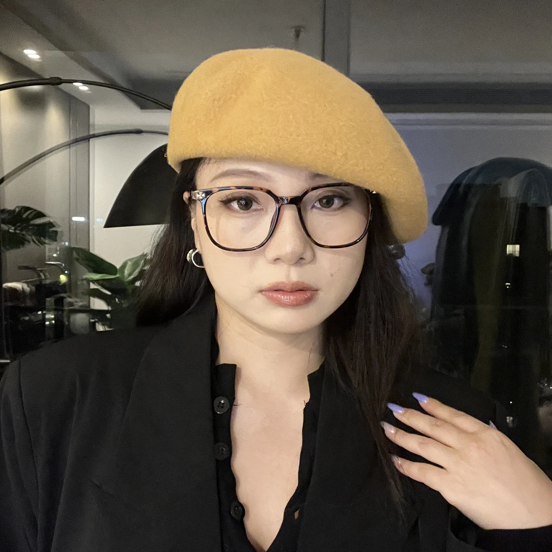 104大头显脸小贝雷帽莫兰迪ins风高级感秋冬大衣搭配百搭复古