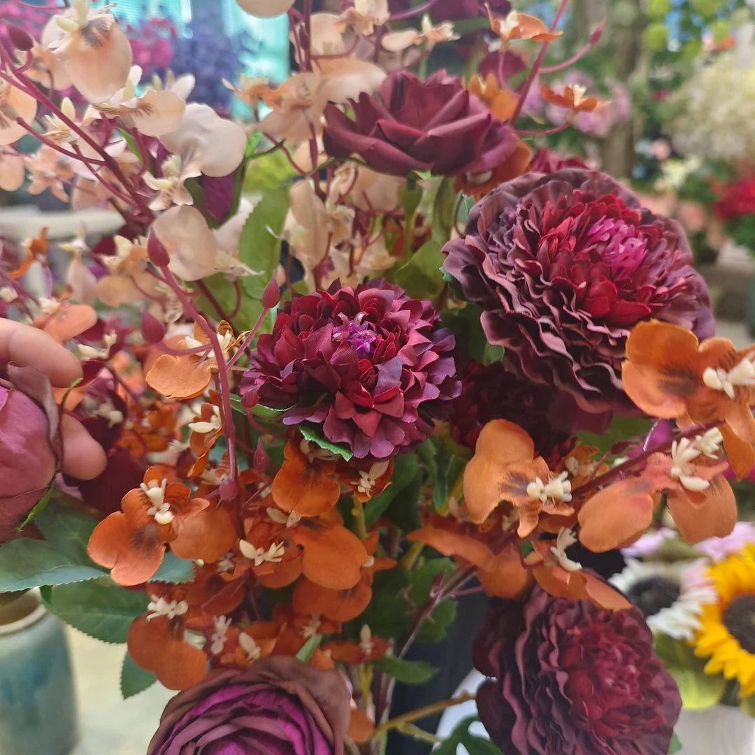 仿真花秋冬搭配中古风家居客厅把束