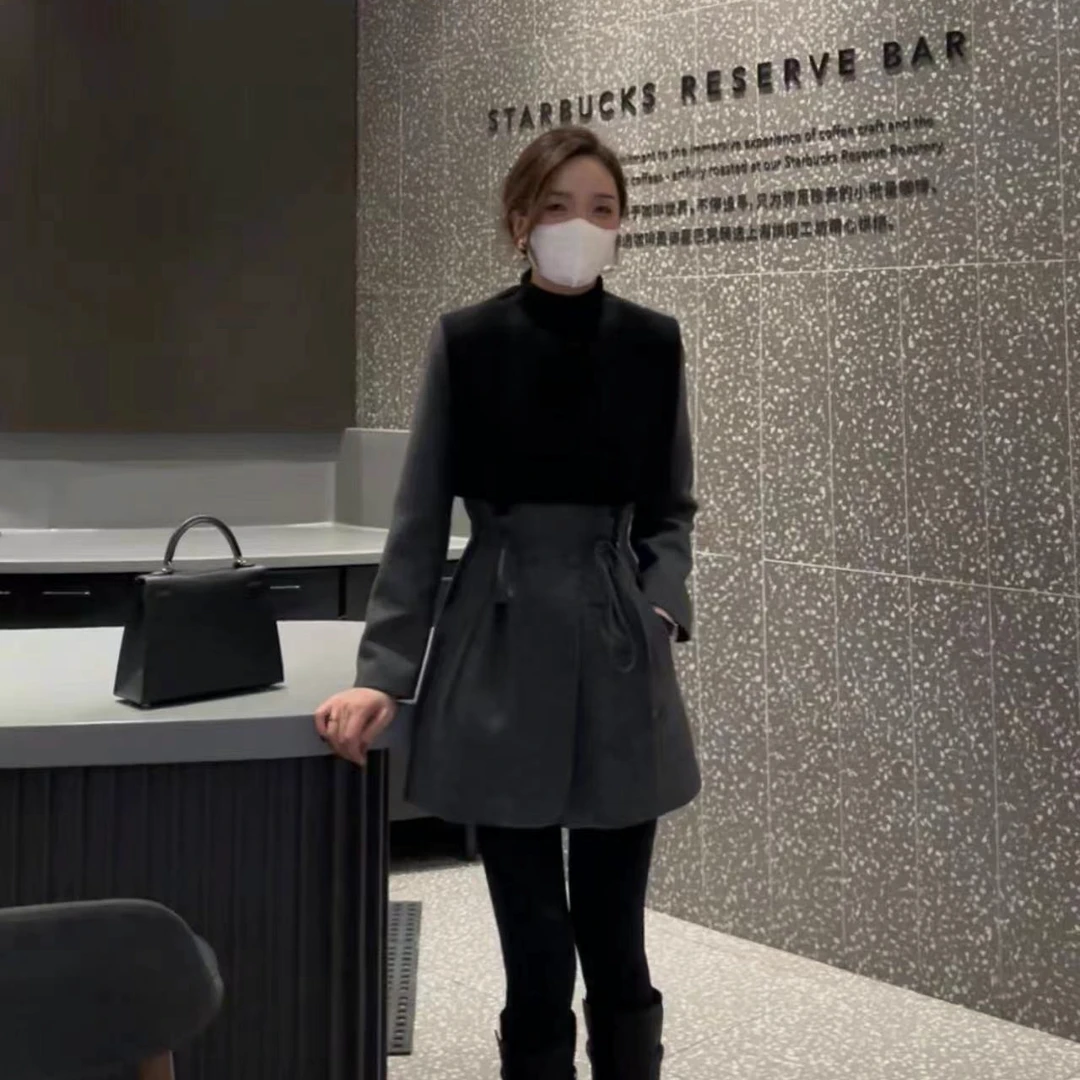 【DL高端定制】韩版抽绳显瘦外套裙1366