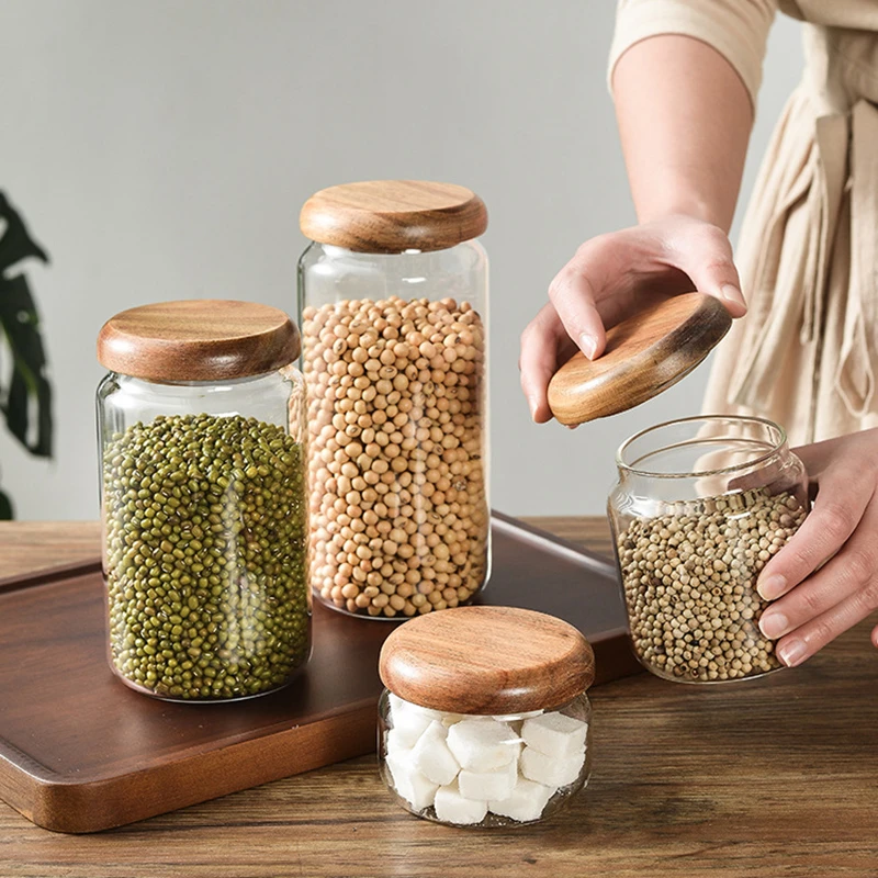 相思木盖透明玻璃密封罐家用防潮食品罐糖果杂粮厨房收纳盒收纳瓶