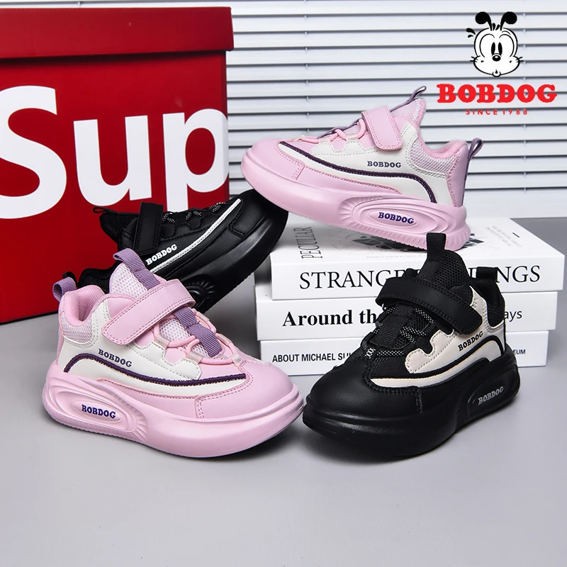 2025巴布豆T16男童中大童鞋皮面防水保暖学生运动鞋软底女童男孩