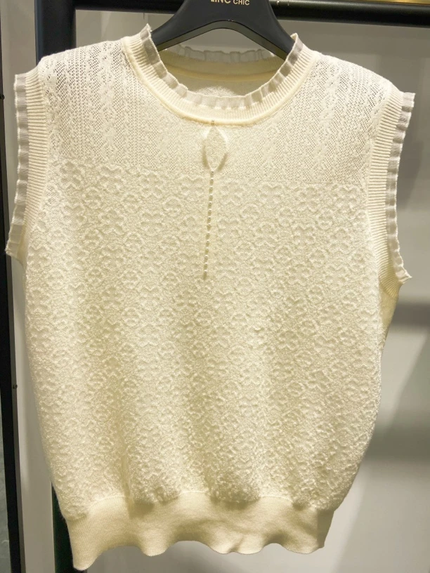 时尚花边针织马甲