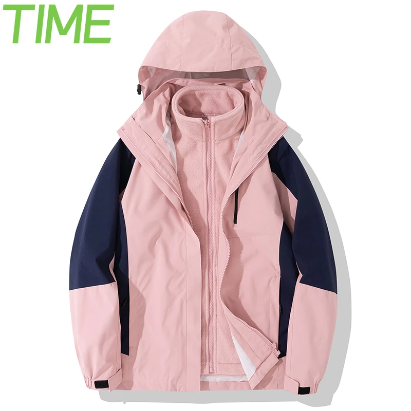 美式vintage冲锋衣女可拆卸三合一户外机能防风登山夹克运动外套