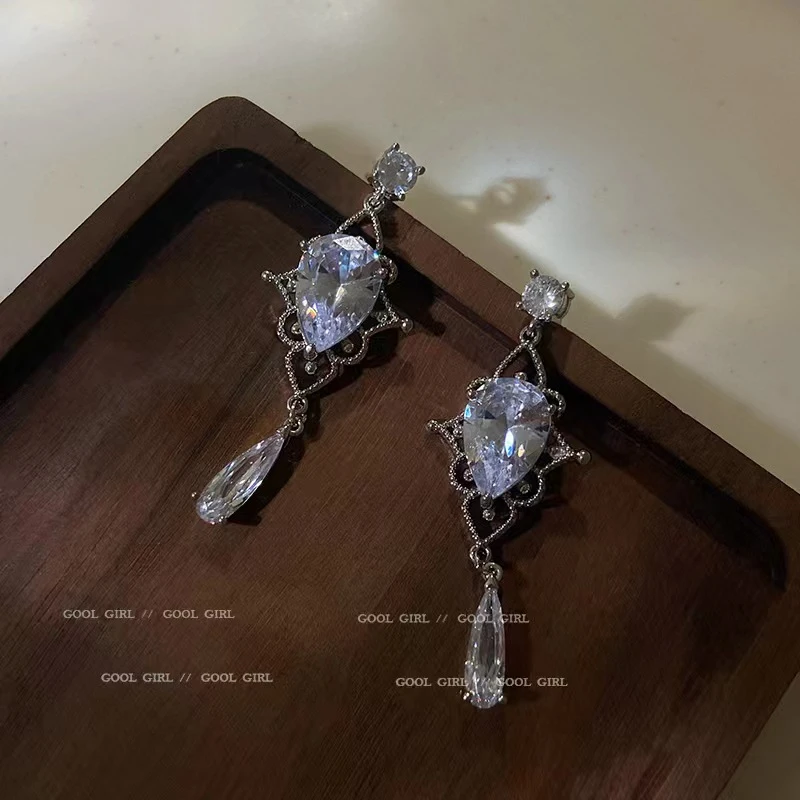 铜合金锆石耳饰 377#水滴锆石耳环东大门精致轻奢礼服晚宴气质款