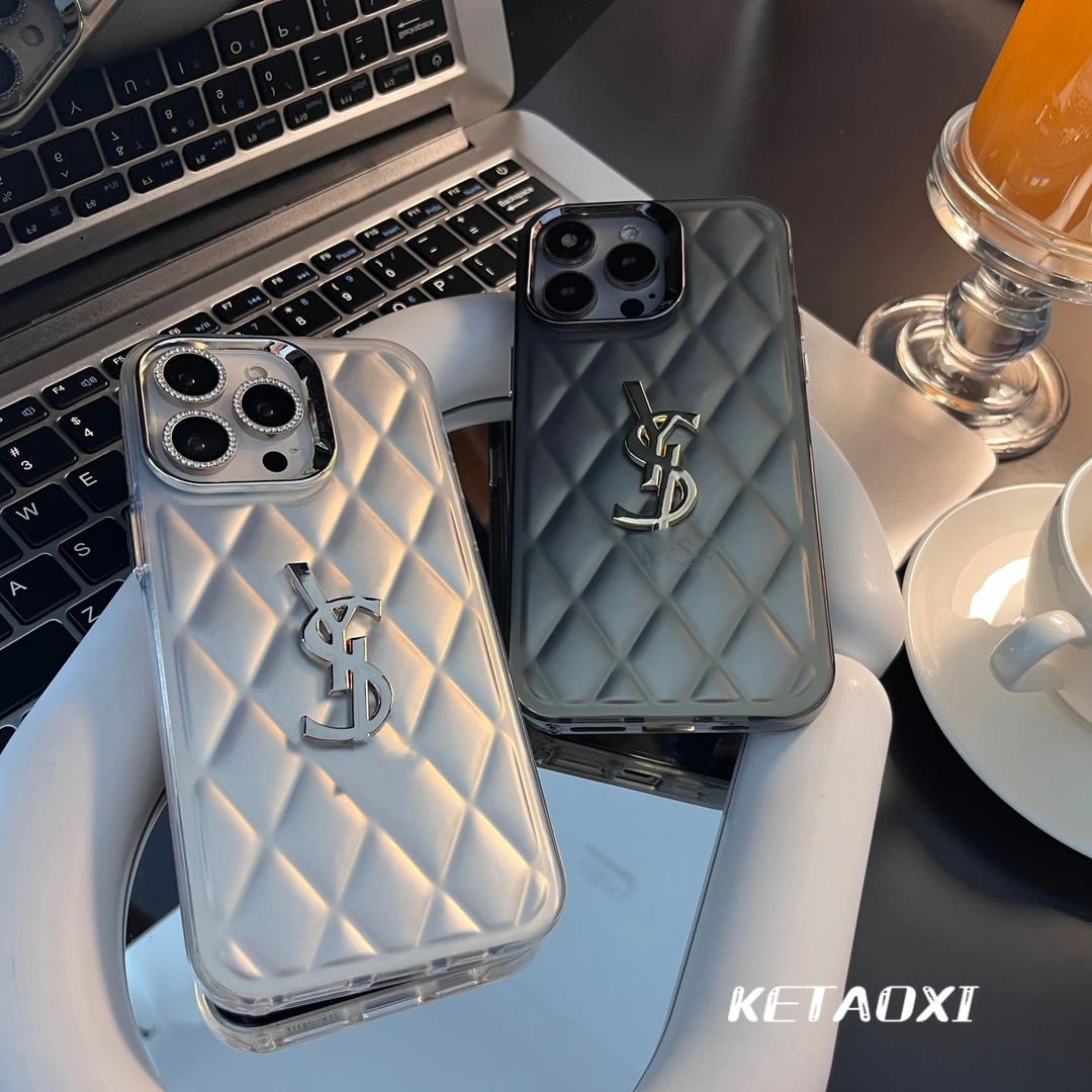 【苹果】3D立体菱格纹高档全包防摔iPhone手机壳适用于13/14/15